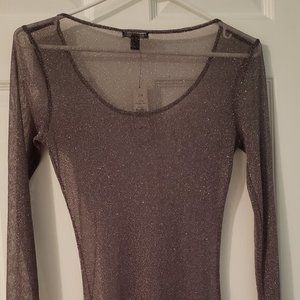 Sheer shimmery silver top, size S, NWT